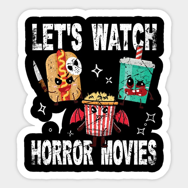 Retro Lets Watch Horror Movies Cute Halloween Costume Sticker by everetto